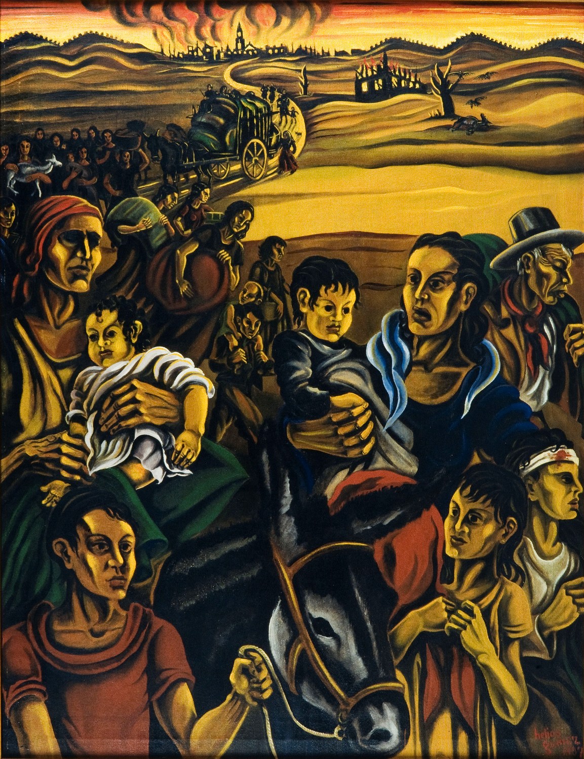 Εργο του κορυφαίου Ισπανού επαναστάτη ζωγράφου Helios Gomez με θέμα τους πρόσφυγες της Δημοκρατικής Ισπανίας.
