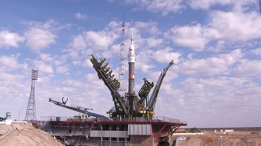 κοσμοδρόμιο Μπαϊκονούρ Soyuz TMA 18M rocket launch pad Baikonur Cosmodrome