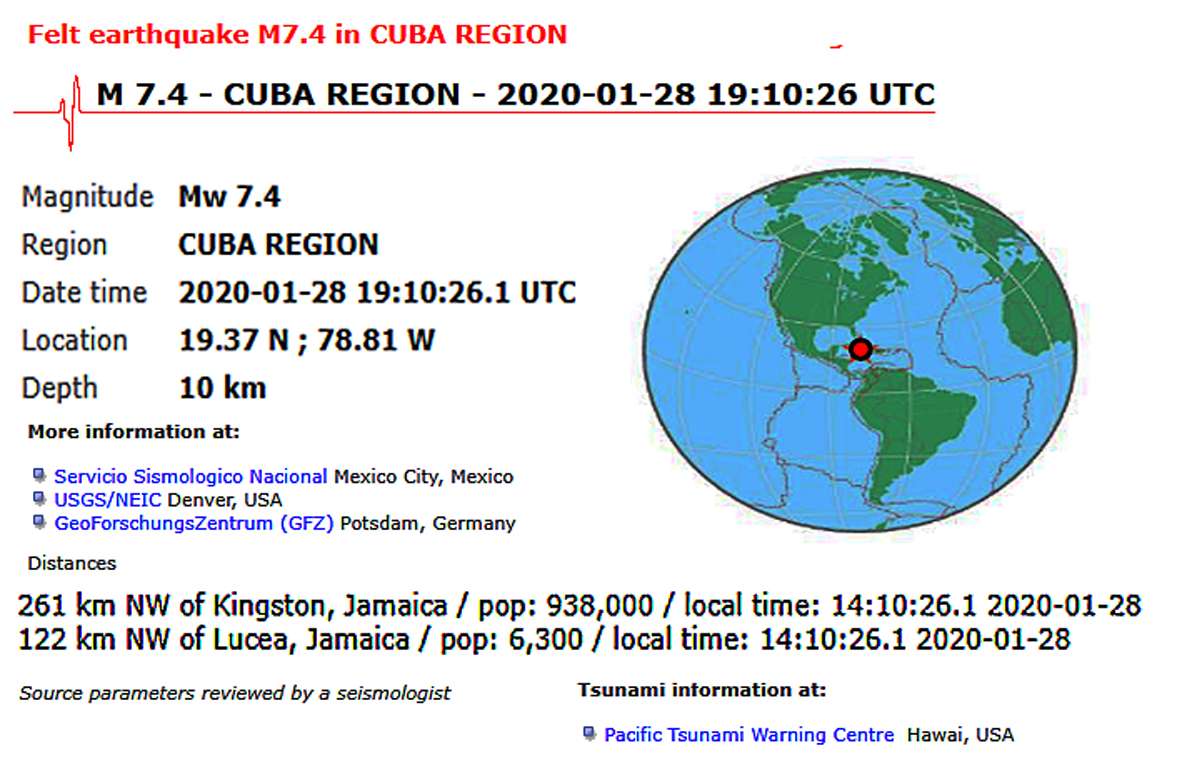 σεισμός στην Καραϊβική 28 Ιαν 2019