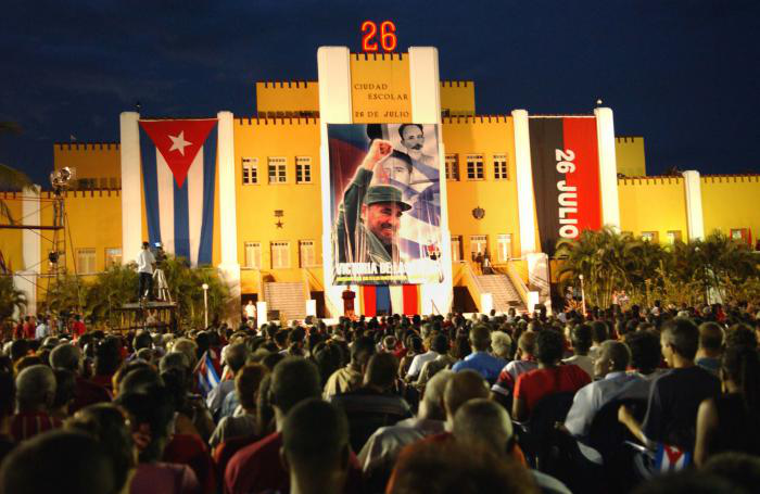 Fidel Castro durante la conmemoración del Aniversario del Asalto al Cuartel Moncada 55 aniversario
