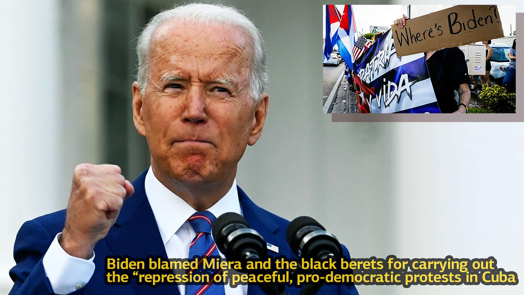 Biden blamed Miera and the black berets for carrying out the repression of peaceful pro democratic protests in Cuba