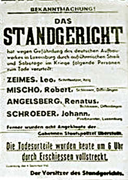 Λουξεμβούργο 1942 Απεργία Καταδίκη